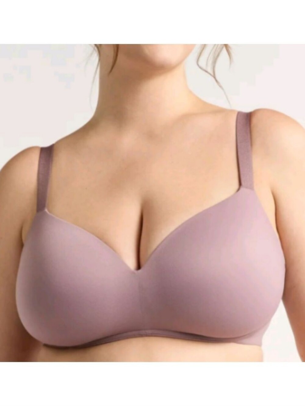 Joyspun Women's Plus Brushed Micro Wireless Bra Purple